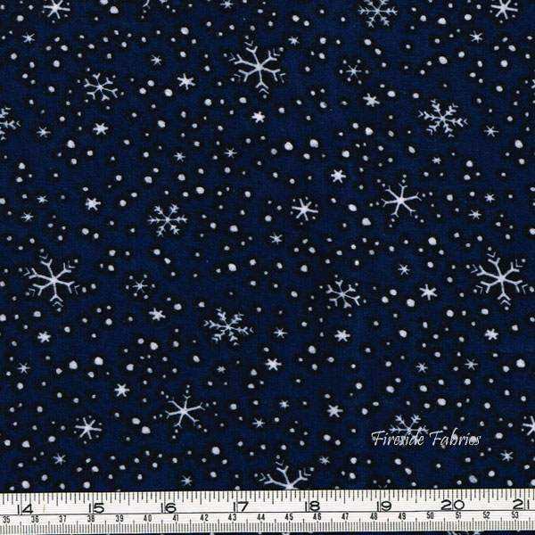 NORTH POLE GREETINGS STARS DK BLUE BRUSHED COTTON/FLANNEL